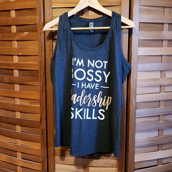 Instant Message I'm Not Bossy Gray Tank Top Women XL Cotton Polyester - Picture 3 of 7